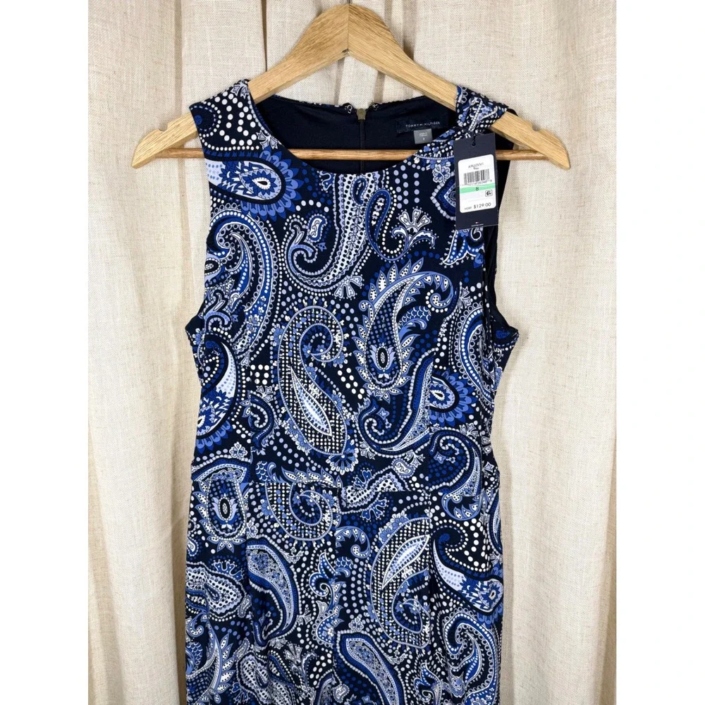 Tommy Hilfiger NWT Blue Paisley Belted Cropped Wide Leg Jumpsuit Sz 8 Resortwear